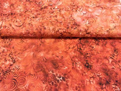 tisk-prolévaná batika,spirálky,color OR-oranžová