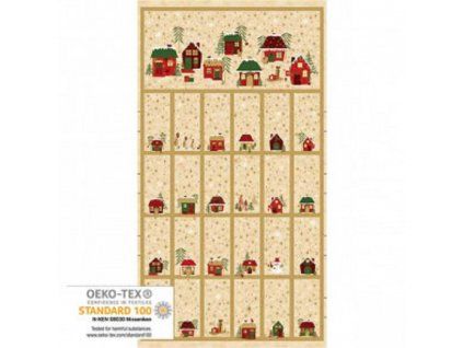 Vánoce - panel domečky krém.bord. zlatá 4595-291